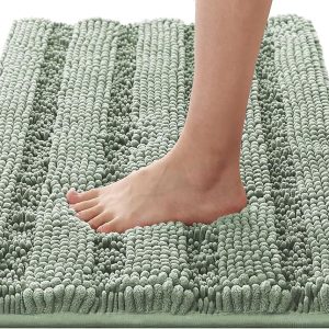 Bathroom Rugs Bath Rugs for Bathroom Non Slip Bath Mats Extra Thick Chenille Striped Rug Absorbent Soft Shaggy Washable Dry Fast Bath Mats for Bathroom Floor