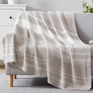 Soft Cozy Striped Throw Blankets for Couch. Sofa. Bed. Travel. Lightweight Fluffy Warm Plush Decorative Blankets for Women. Men.Kids Gift