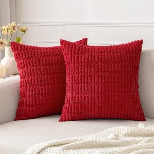 Pack of 2 Corduroy Decorative Pillow Covers Soft Boho Striped Throw Pillow Covers Modern Farmhouse Home Decor for Sofa Living Room Couch Bed