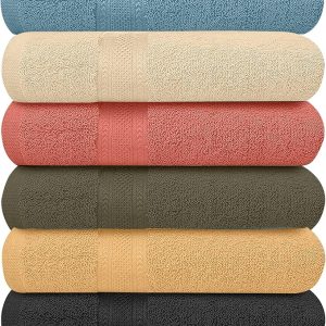 ECO Towels 6-Pack Bath Towels - Extra-Absorbent - 100% Cotton- Towels for Bathroom - Extra Large Shower Towels
