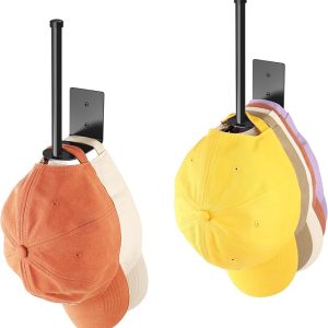 2 Pack Hat Racks for Baseball Caps. Stainless Steel Hat Organizer for Baseball Cap. Hat Holder Storage Organizer. Hat Hanger Strong Adhesive/Wall Drilled for Door. Bedroom