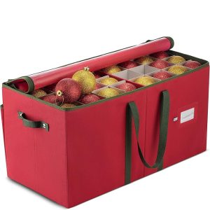 Large Christmas Ornament Storage Box - Stores 128 Ornaments W/Dividers - Non-Woven. Durable Christmas Storage Containers - Dual Zipper
