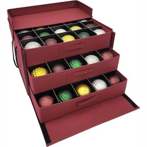 Christmas Ornament Storage Box with 3 Trays. Adjustable Acid-Free Dividers. Holds 60-4 Inch Ornaments