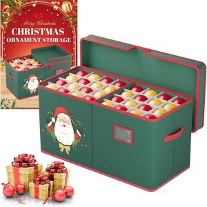 Christmas Ornament Storage Box – 128 Ornament Slots. 600D Oxford Material Storage Containers with Handles