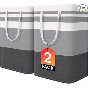 2-Pack Large Laundry Basket. Waterproof. Freestanding Laundry Hamper. Collapsible Tall Clothes Hamper with Extended Handles for Clothes Toys in the Dorm and Family
