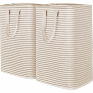 2 Pack Laundry Hamper Large Collapsible Laundry Baskets. Freestanding Waterproof Clothes Hamper with Easy Carry Handles in Laundry Room Bedroom Bathroom College Dorm for Adults