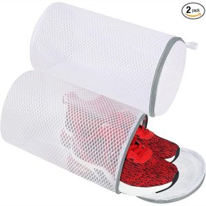 Shoe Washing Machine Bag. 2 Pack Honeycomb Mesh Laundry Bag with Zipper for Sneakers. Running Shoes. Sock. Bras. Delicates and Toys