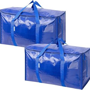 Extra Large Moving Bags with Zippers & Carrying Handles. Heavy-Duty Storage Tote Moving Boxes for Space Saving