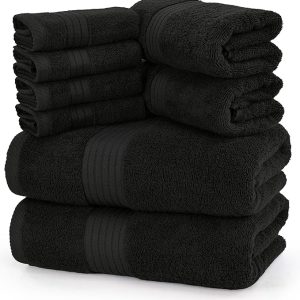 8 Piece Premium Towel Set. 100% Ring Spun Cotton. Highly Absorbent Towels for Bathroom. Sports. and Hotel