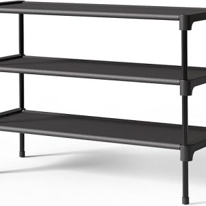 Shoe Rack – Premium Non-Woven Shoe Rack Shelf. Shoe Organizer for Closet. Entryway. Garage & Corridor. Sturdy & Durable Long Stackable Shoe Shelves. Medium