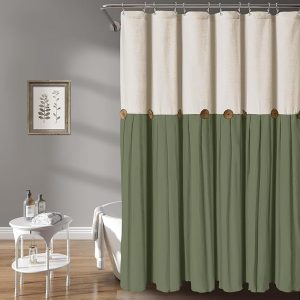 Farmhouse Shower Curtain for Bathroom Linen and Cotton Woven Fabric Country Rustic Style Shower Curtain Set