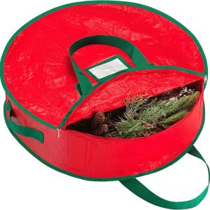 Christmas Wreath Storage Bag – Durable. Tarp Material. Zipper. Sturdy Carry Handles. Pest Protection – Ideal Home. Garage Organization for Seasonal Holiday Wreath Decorations