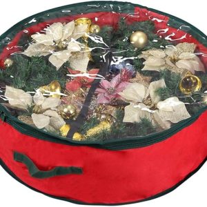 Christmas Wreath Storage Bag | Garland Wreaths Container with Clear Window for Easy Holiday Storage | Durable 600D Oxford Material