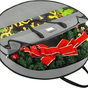 Premium Wreath Storage Container. Oxford Christmas Wreath Storage Bags with Durable Tarp Material and Reinforced Handle for Holiday Xmas